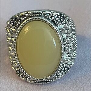 Silver and Cream Ring Size 9